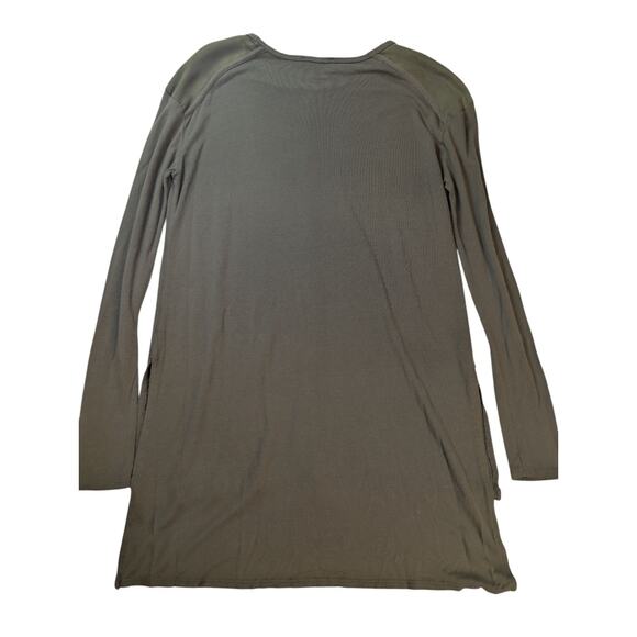 Zara Women's Size S Long Sleeve Super Soft Tee Long In Back Olive Green Boho... - Picture 6 of 6